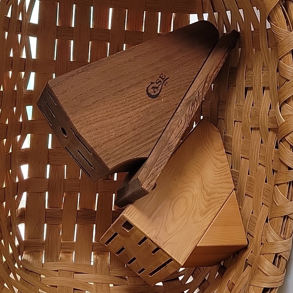 TWO KNIVE BLOCKS WOOD